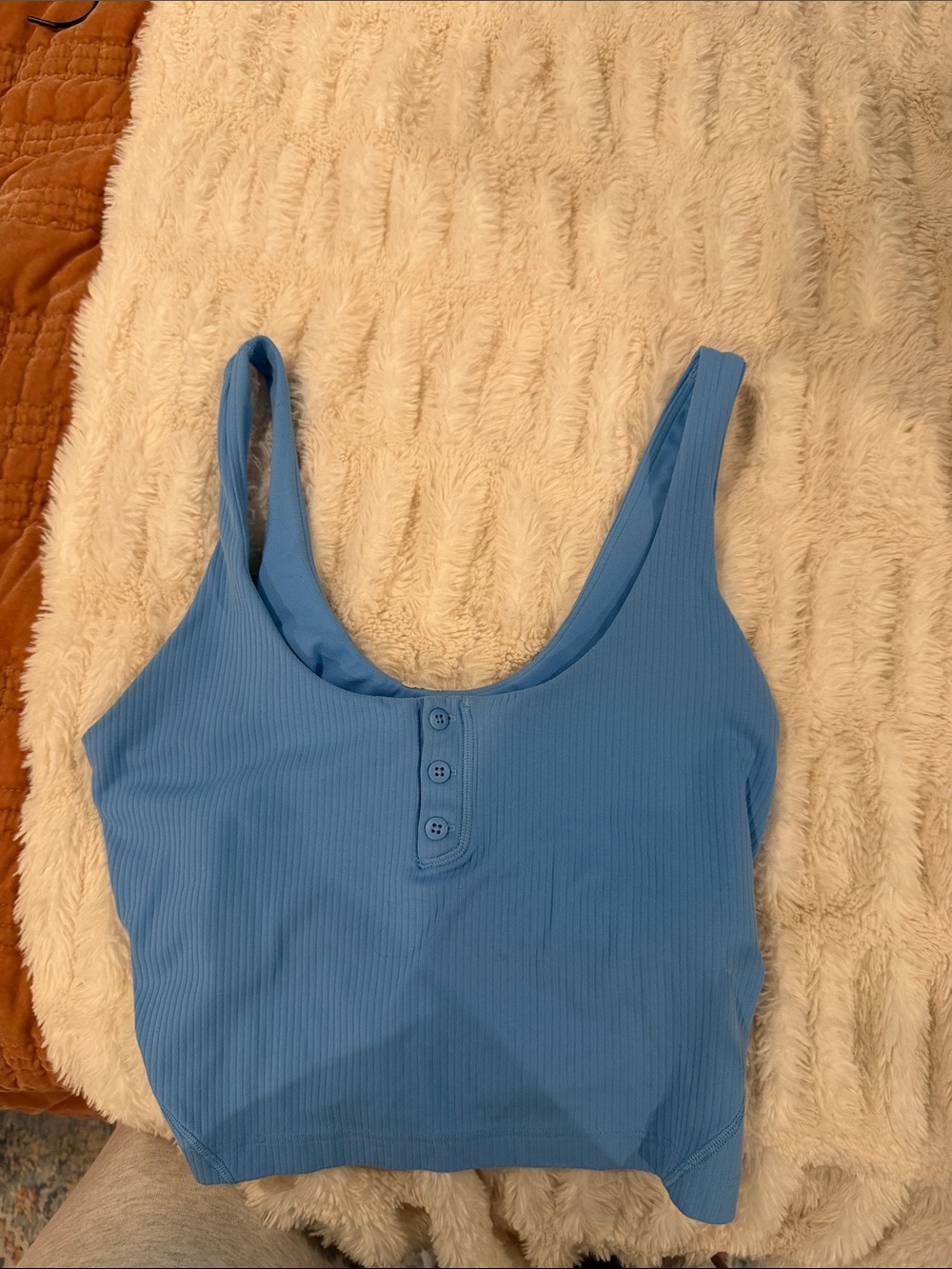 lululemon athletica Light Blue Ribbed Button Tank
